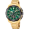 Reloj de hombre Festina Chrono Bike F20727/2 de acero inoxidable color dorado con esfera verde y cronógrafo deportivo.
