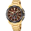 Reloj de hombre Festina Chrono Bike F20727/3 de acero inoxidable color dorado con esfera marrón y cronógrafo deportivo.