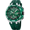 Reloj de hombre Festina Chrono Bike F20755/3 con esfera verde, cronógrafo, caja de acero inoxidable y correa de caucho verde deportivo.