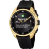 Reloj híbrido de hombre Lotus Connected 20002/5 con caja dorada y correa negra mostrando una notificación de WhatsApp en la pantalla.