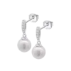 Pendientes colgantes Lotus Silver LP3478-4-1 de plata de ley 925 con perlas cultivadas blancas y circonitas engastadas.