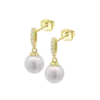 Pendientes colgantes Lotus Silver LP3478-4-2 de plata de ley con baño de oro amarillo, perlas cultivadas y circonitas.