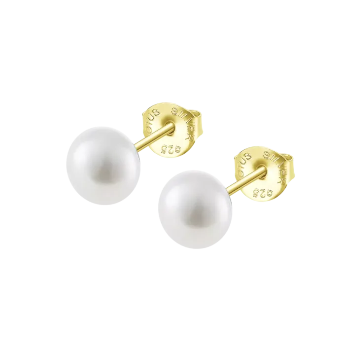 Pendientes-de-boton-Lotus-Silver-LP3858-4_3-en-plata-chapada-en-oro-con-perlas-blancas-redondas-y-tuercas-grabadas