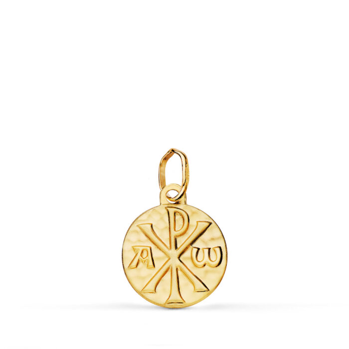 18K MEDALLA ORO AMARILLO CRUZ DE CRISMON MARTELE 12 MM