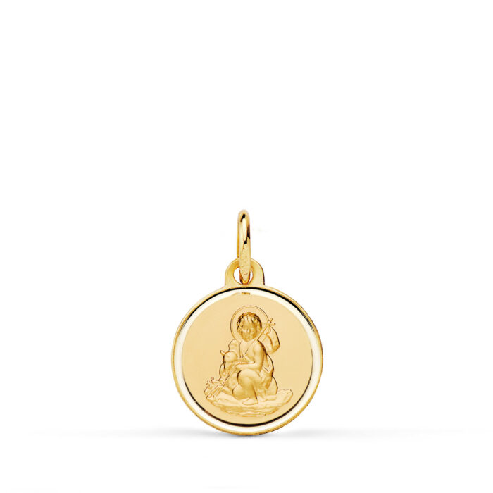 18K MEDALLA ORO AMARILLO SAN JUAN BAUTISTA MATIZADA BISEL 12 MM