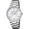 Reloj de pulsera Festina Boyfriend F16719/1 para mujer con brazalete de acero inoxidable, esfera blanca con números romanos y bisel ornamentado con circonitas.