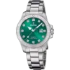 Reloj de pulsera Festina Boyfriend F20503/7 para mujer con brazalete de acero inoxidable, bisel deportivo y esfera verde con brillantes índices de circonitas.