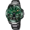 Reloj híbrido inteligente Festina Connected F20646/1 para hombre con brazalete de acero inoxidable plateado, caja de acero y una elegante esfera color verde.