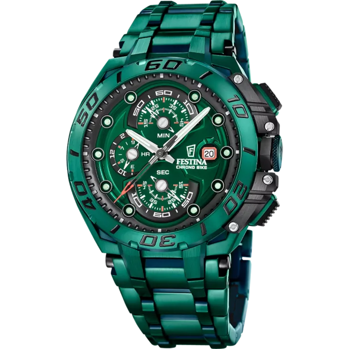 Reloj Festina Chrono Bike Special Edition F20758/1 verde con brazalete de acero