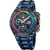 Reloj deportivo Festina F20759/1 Chrono Bike Special Edition de hombre con caja y correa de acero inoxidable azul y detalles arcoíris en la esfera.