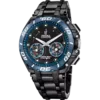 Reloj inteligente híbrido Festina Connected D F20762/1 de acero inoxidable negro con bisel azul y dial cronógrafo.