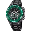 Reloj híbrido inteligente Festina Connected D Chrono Bike F20762/2 para hombre con brazalete de acero negro, esfera negra y bisel deportivo verde.