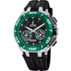 Reloj híbrido inteligente Festina Connected D Chrono Bike F20763/2 para hombre con correa de caucho negra, caja de acero y bisel deportivo verde con esfera negra.