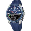 Reloj híbrido inteligente Festina Connected-D F23000/1 de hombre en titanio con correa de caucho azul marino y pantalla digital OLED activa.