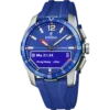 Reloj híbrido inteligente Festina Connected-D F23000/3 de hombre en titanio con correa de caucho azul y pantalla digital OLED con función de segundo huso horario.