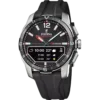 Reloj híbrido inteligente Festina Connected-D F23000/4 de hombre en titanio con correa de caucho negra y pantalla digital OLED con información meteorológica.
