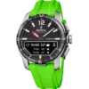 Reloj inteligente híbrido Festina Connected D F23000/B con correa verde y caja de titanio sobre fondo blanco.
