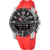 Reloj inteligente híbrido Festina Connected D F23000/C con correa roja y caja de titanio sobre fondo blanco.