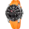 Reloj inteligente híbrido Festina Connected D F23000/D con correa naranja y caja de titanio sobre fondo blanco.