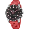 Reloj híbrido inteligente Festina Connected F23305/4 de hombre en titanio con correa de caucho roja.