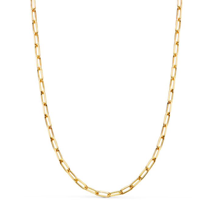 18K CADENA ORO AMARILLO FORZADA MACIZA ESLABON ALARGADO. ESLABON: 8 X 3MM. LARGO: 50CM