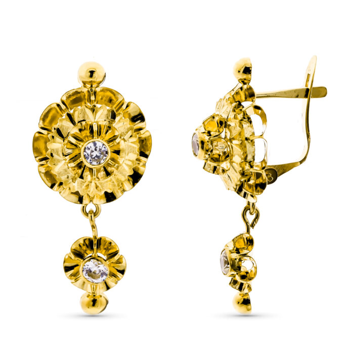 18K PENDIENTES ORO AMARILLO CON CUBANAS 29X13 MM CIERRE CATALAN