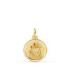 Medalla religiosa de San José con el Niño Jesús en oro amarillo de 18K con bisel matizado de 14 mm referencia P8085-114