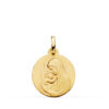 Medalla religiosa de la Madonna de Botticelli en oro amarillo de 18K con acabado matizado y marco liso de 18 mm referencia P9808-018