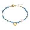 Pulsera Lotus Style LS2553-2/1 de acero inoxidable dorado con cuentas azules y colgante de corazón.