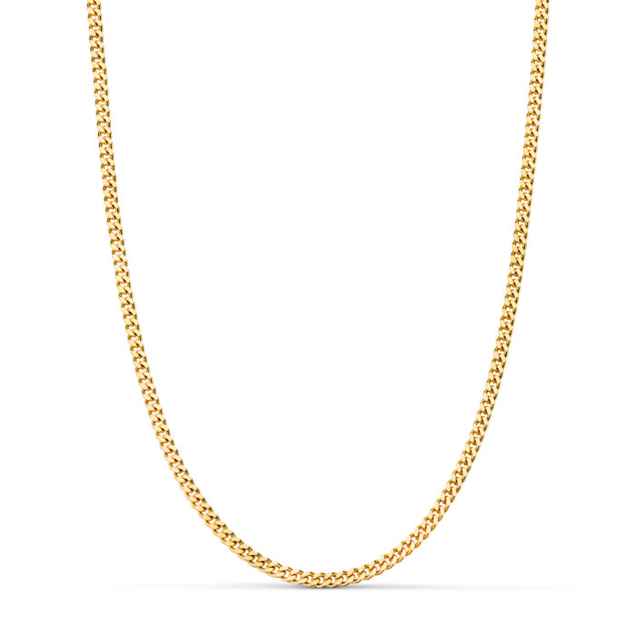 18K CADENA ORO AMARILLO BARBADA PLANA Y MACIZA. ANCHO: 2,2 MM. LARGO: 60CM