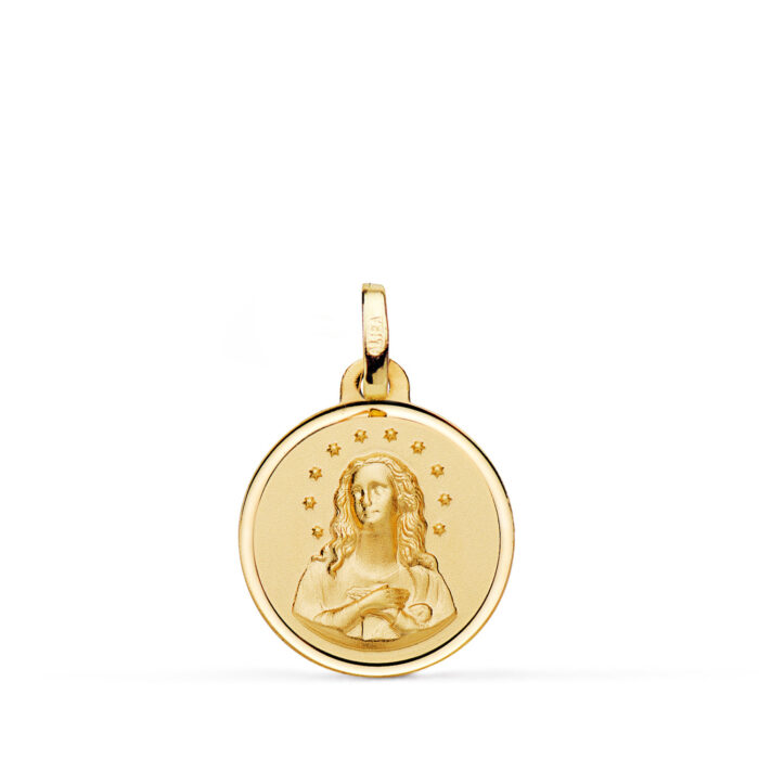 18K MEDALLA ORO AMARILLO VIRGEN INMACULADA BISEL 16 MM.